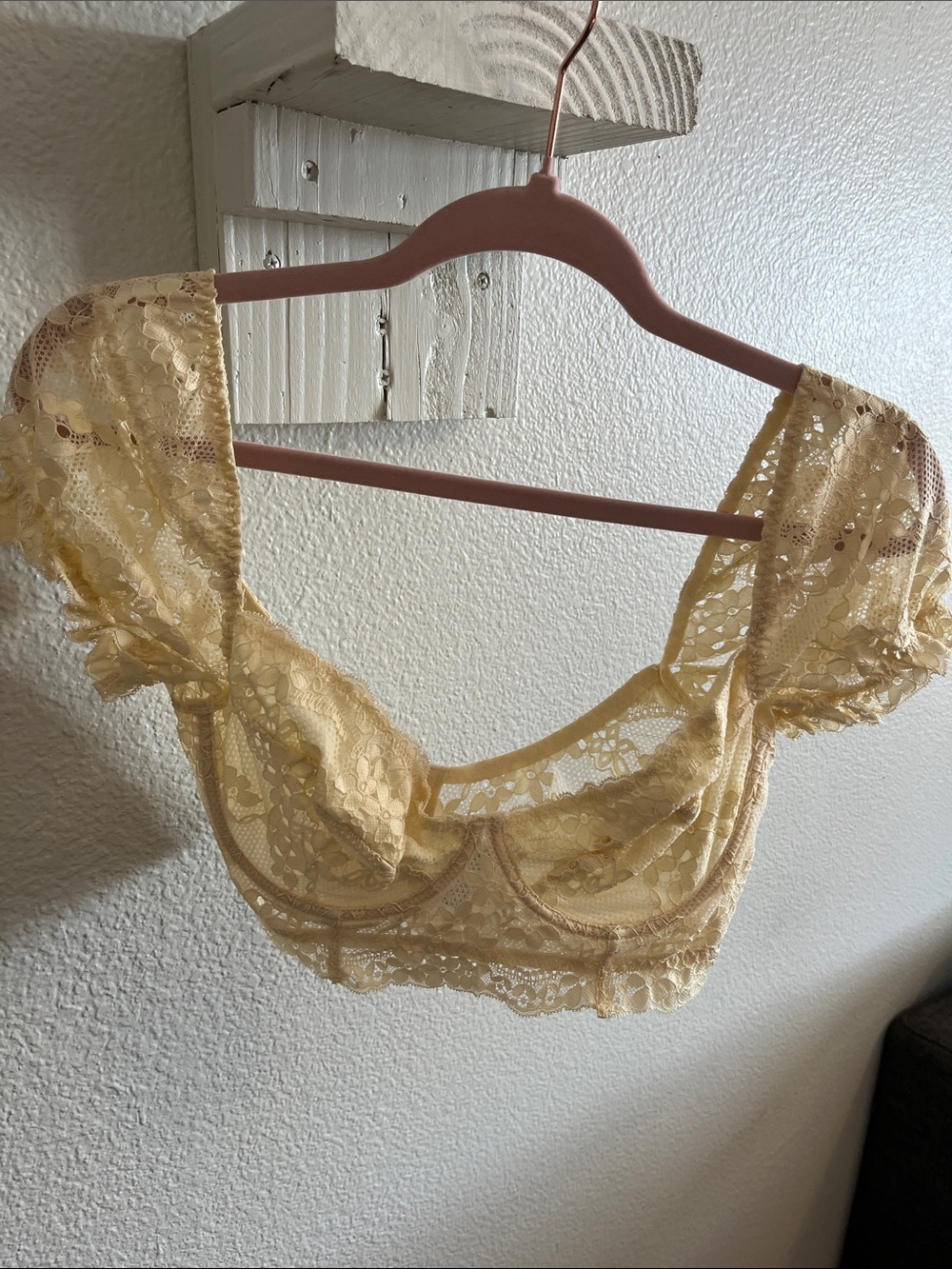 Forever 2 Delicate Lace Crop Bralette in Pale cream